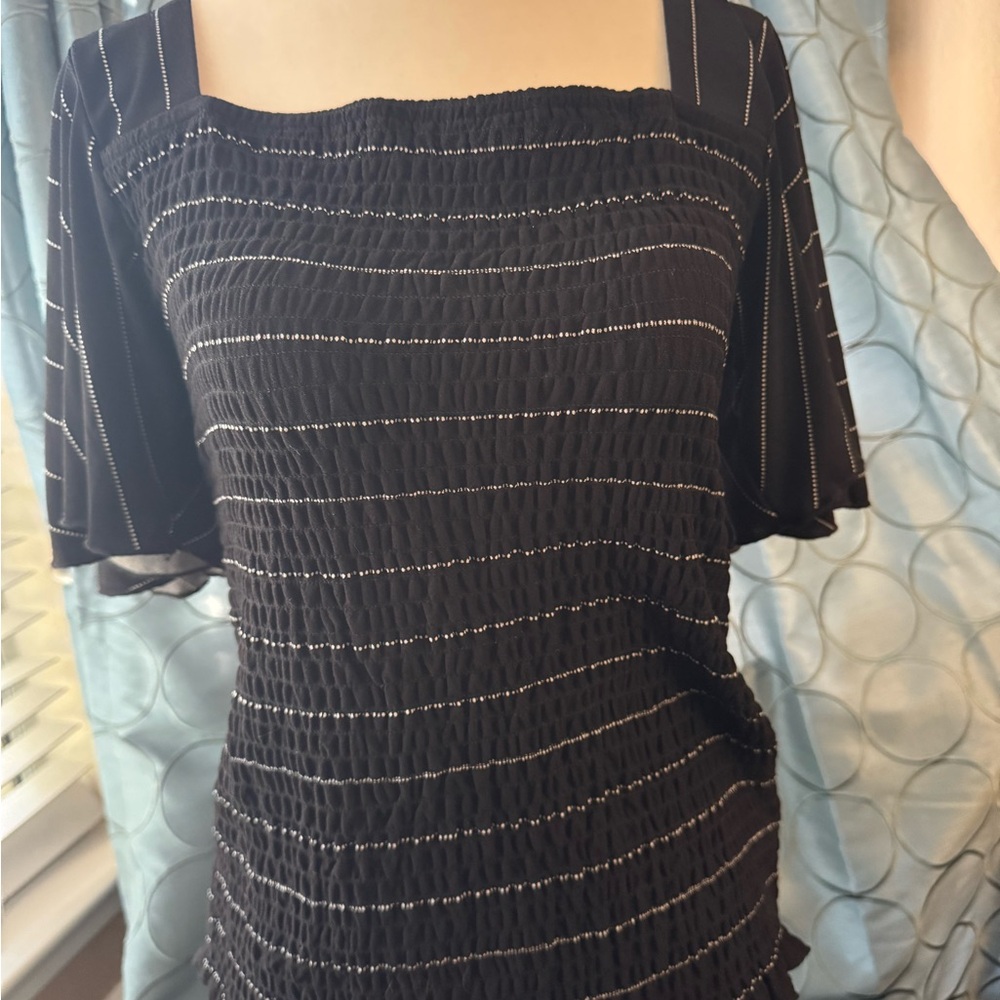 Maurice’s Black and White Striped Top